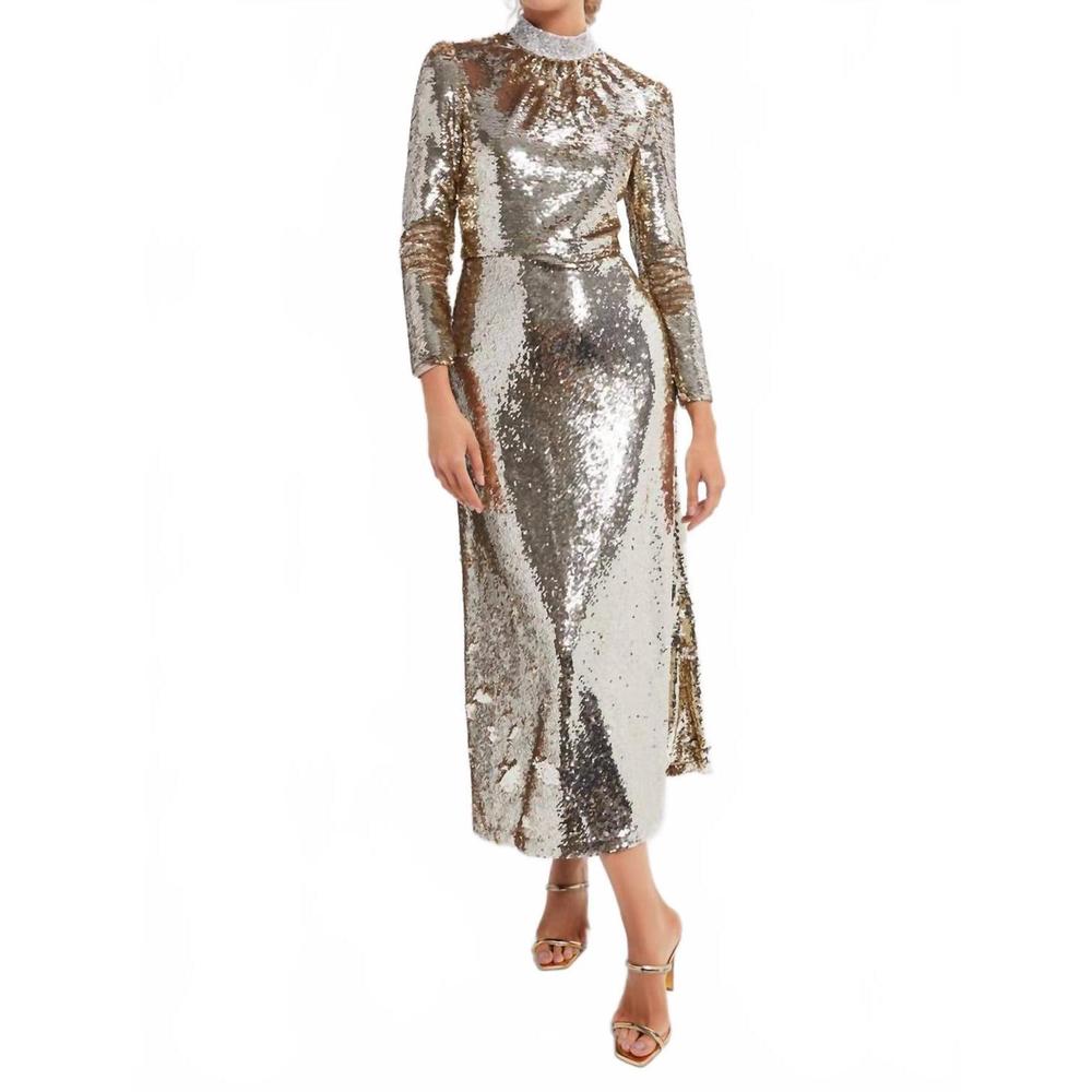 NEW SALONI jena embroidered midi dress in champagne